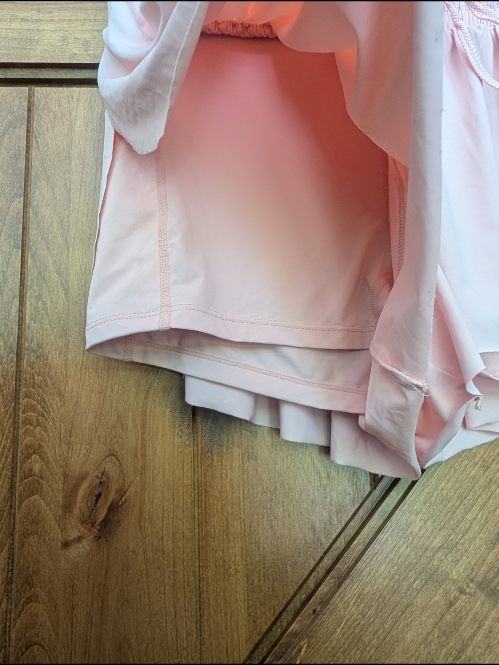 Light Pink Layered Ruffle Drawstring Shorts - Picture 4 of 6